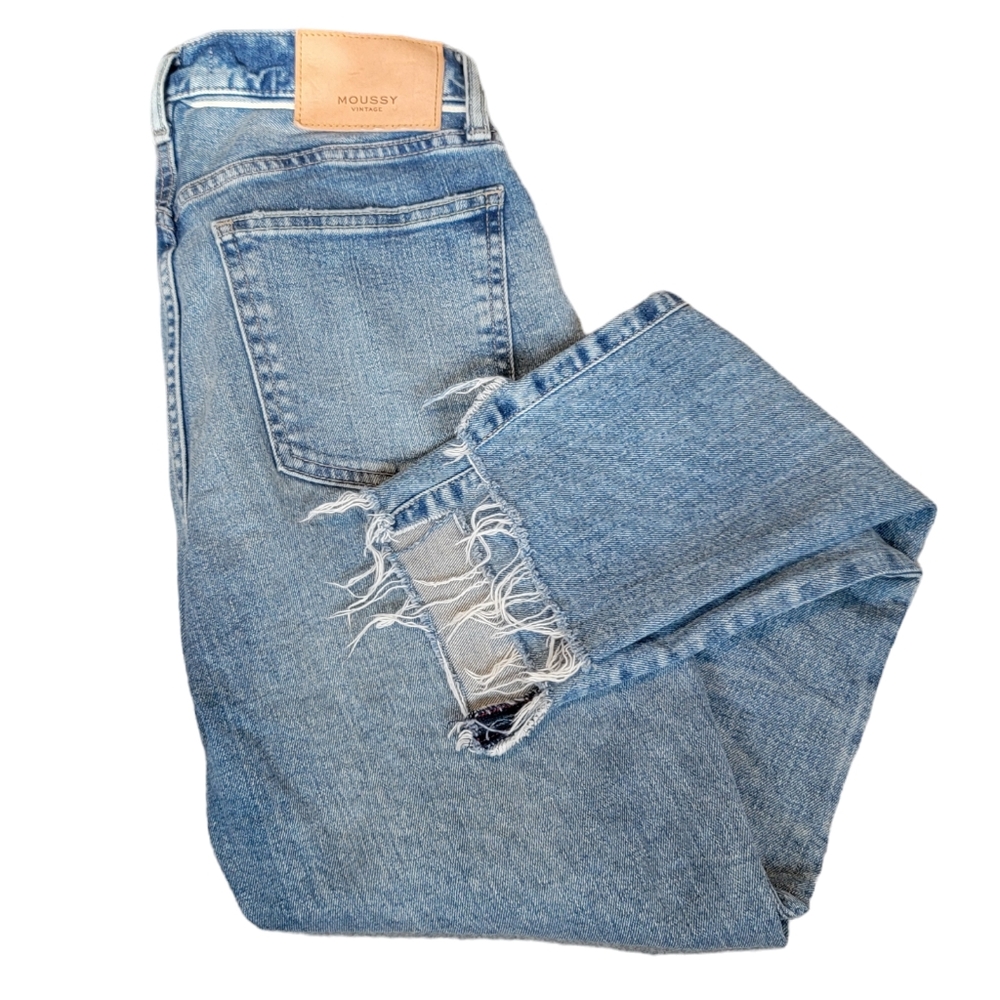 Moussy Vintage Blossom Skinny Jeans Light Blue Mid-Rise Raw Step Hem Wom… - Picture 16 of 16